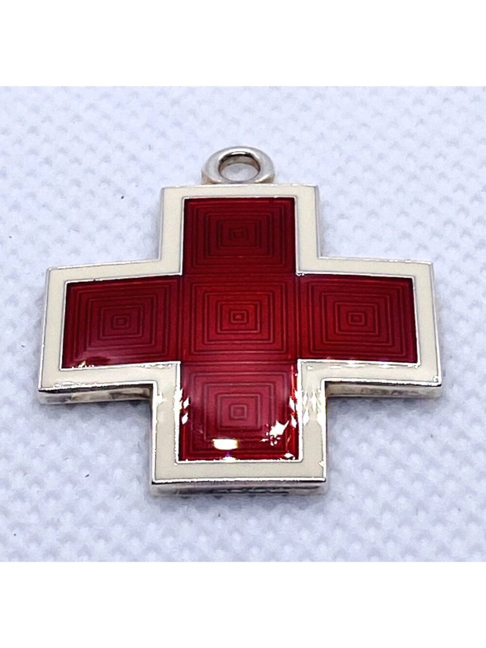 iffany & Co Sterling Silver 925 Red Enamel Vintage Cross 25x25mm
